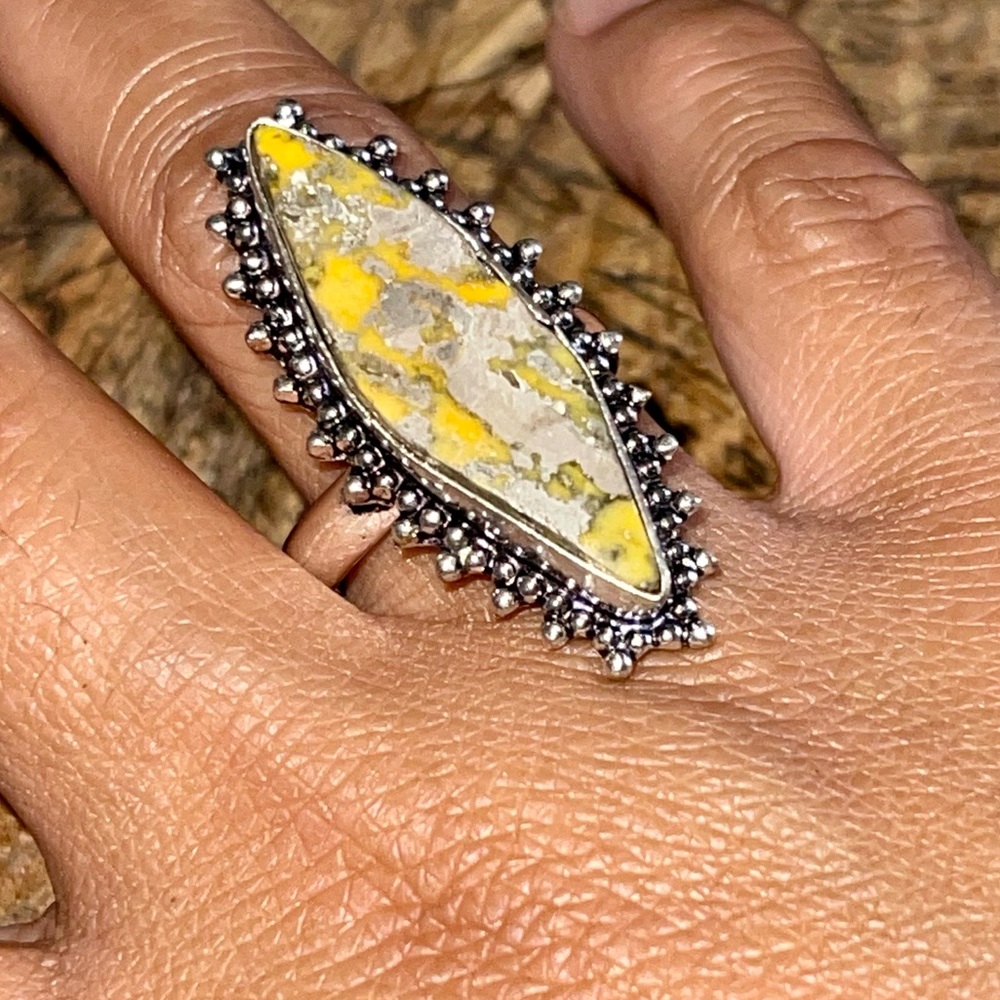 Indonesian Bumblebee Jasper Ring Size 10 1/2